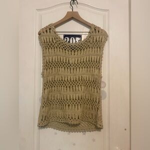 NWT a.n.a a new approach crochet open knit top, Phoenician stone size L